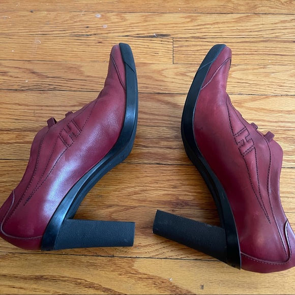 Hogan Red Leather Elastic Slip On Heeled Sneaker Booties Vintage - Picture 5 of 8